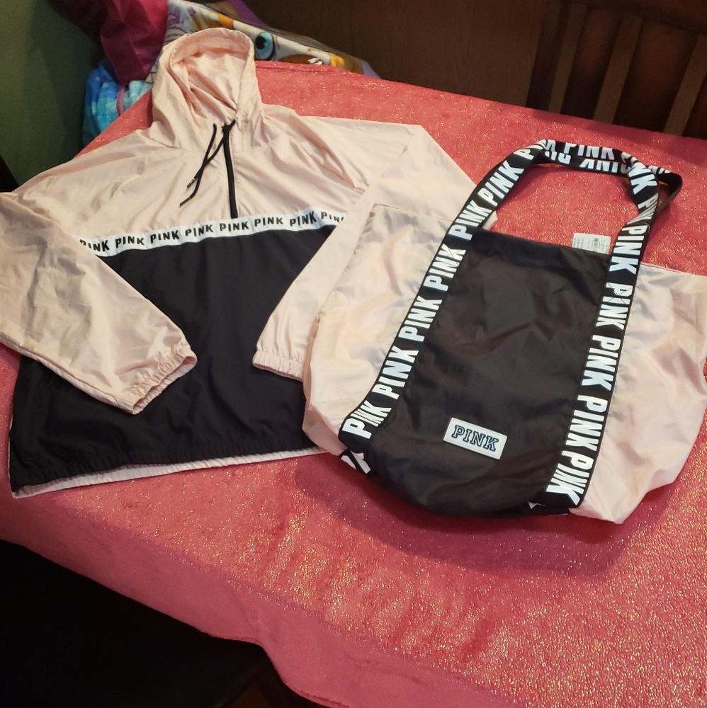 VS PINK Matching Anorak Pullover and Nylon Tote Se